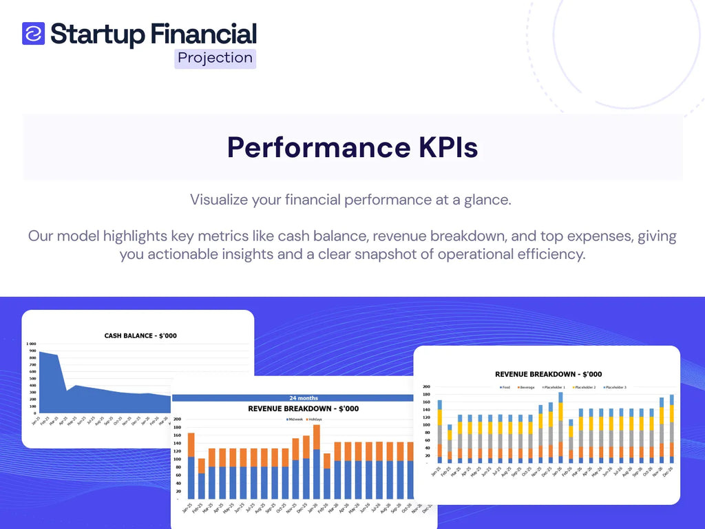 accounting firm financial model template for startup Performance KPIs